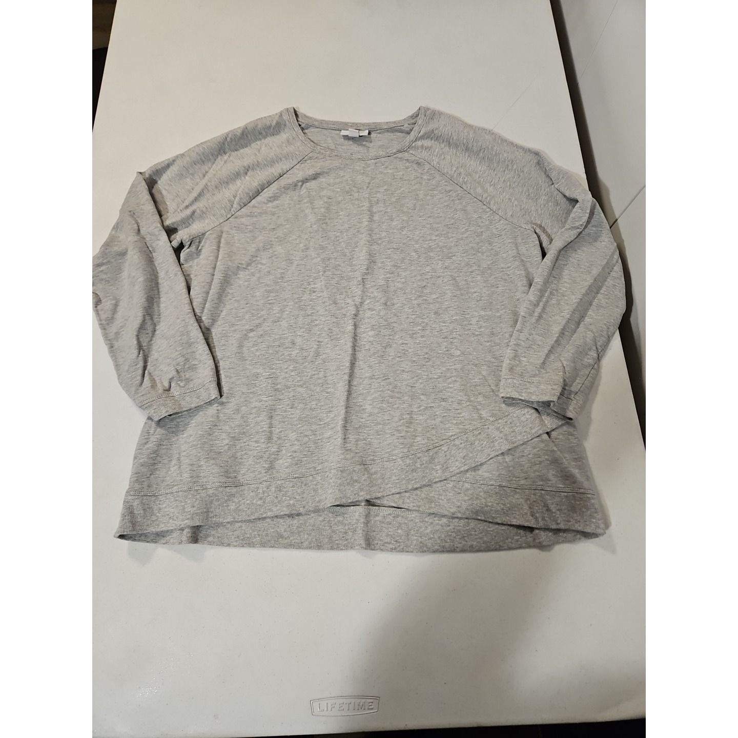 Pure Jill Thin Long Sleeve Crew Neck Pullover Women's Large Gray (1553